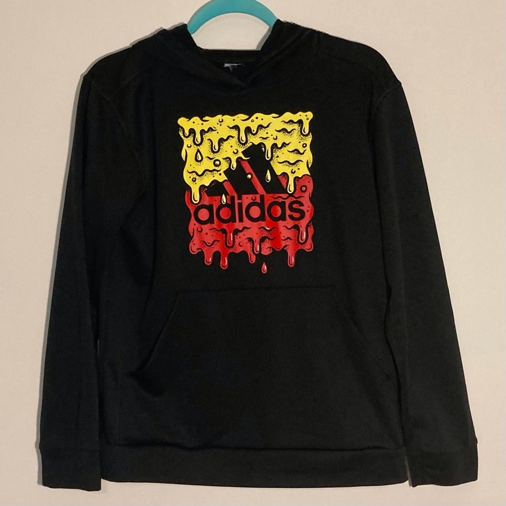 Adidas Melting/Dripping Logo Black Hoodie | Kids L‎ or Adult S